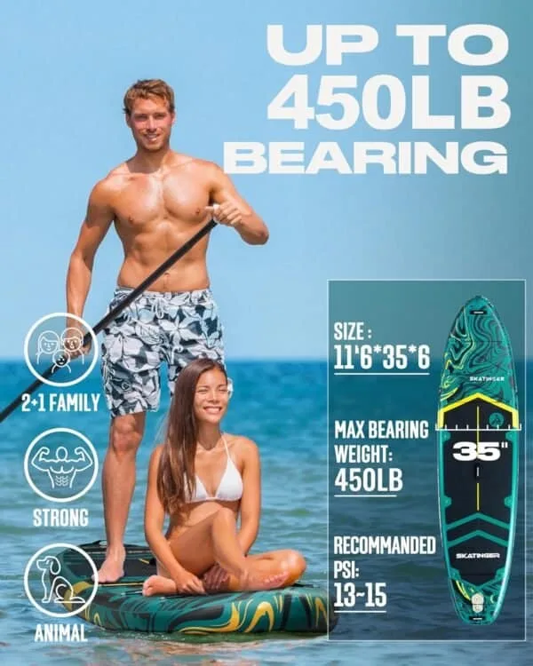 Inflatable Stand Up Paddle Board Ultra Stable Wide SUP for 2+1 People - Image 3