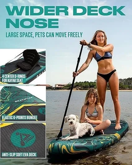 Inflatable Stand Up Paddle Board Ultra Stable Wide SUP for 2+1 People - Image 5