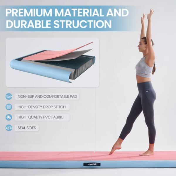 13ft Inflatable Air GymnasticsTraining Mats 4 inches Thickness for Home Use/Yoga/Water with Pump - Image 4