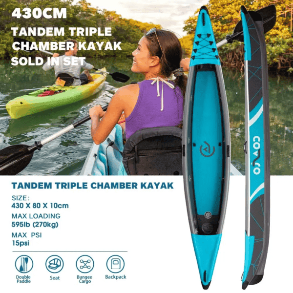 OEM Outdoor Water Sport Blue Fishing Double Seats 2 Person 14Ft Kayak Boat With Kayak Seat - Image 2
