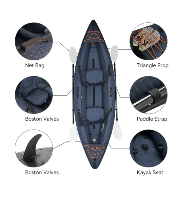Inflatable Canoe Kayak 2 Person Inflatable Kayak With Oxford Cover - Image 2