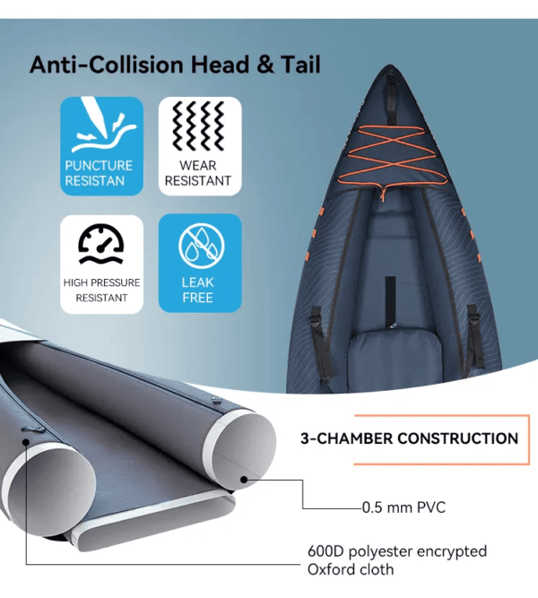 Inflatable Canoe Kayak 2 Person Inflatable Kayak With Oxford Cover - Image 3